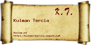 Kulman Tercia névjegykártya